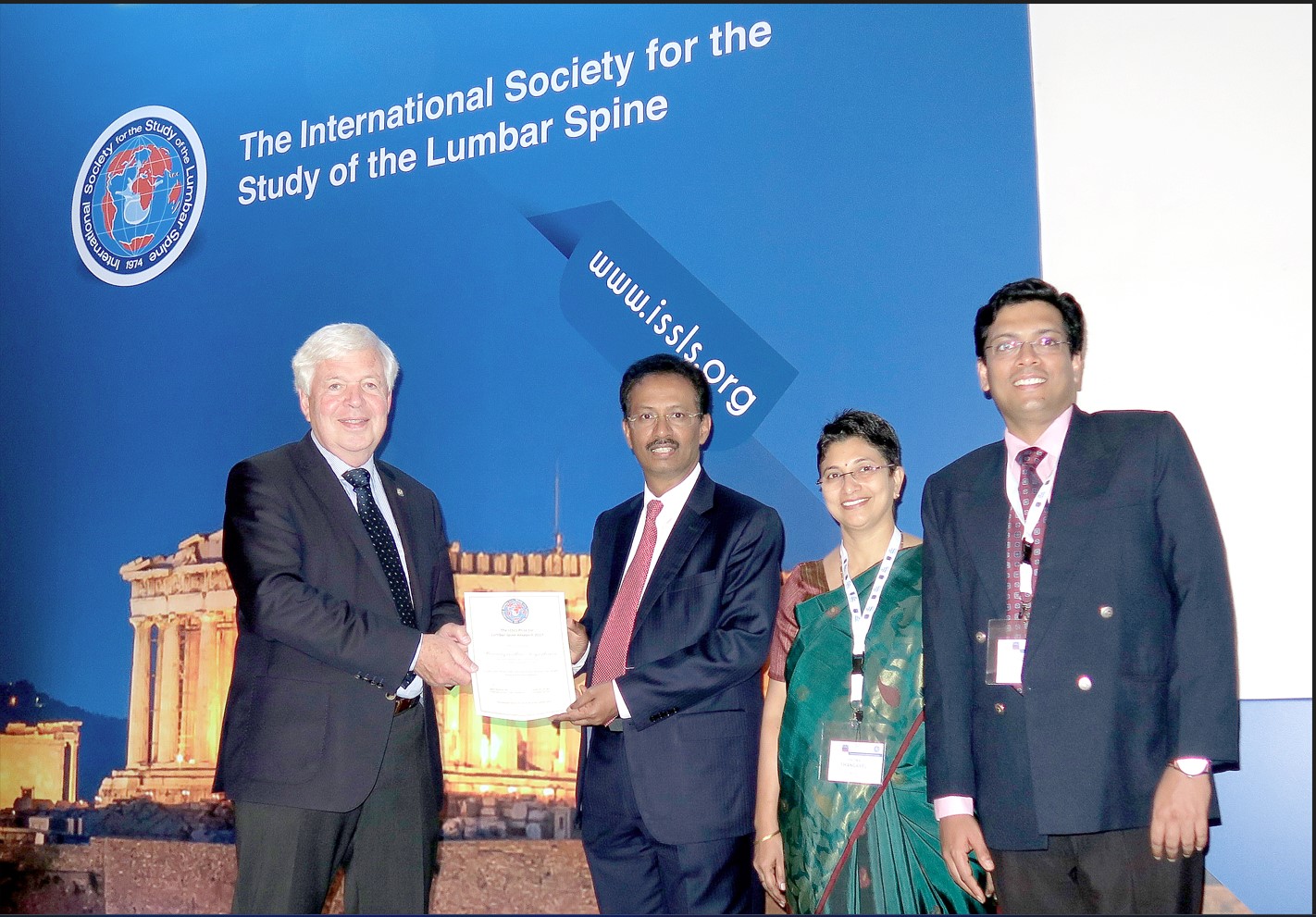 ISSLS Award 2017 at Athens, Greece (International Society for the Study  of the Lumbar Spine)