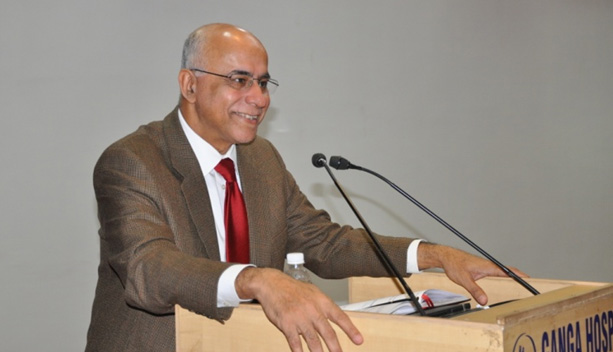 Mr. Subroto Bagchi delivers a lecture at Ganga Hospital