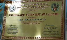 Tamil Nadu Scientist Award – (TANSA Award) 2007