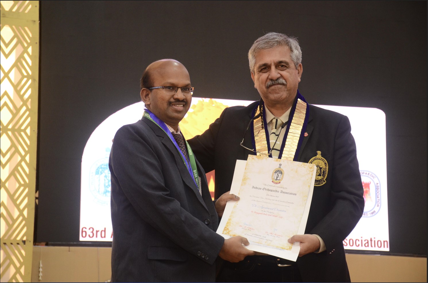 “ DP Bakshi Gold Medal ” 63rd Annual Conference of The Indian  Orthopaedic Association, Coimbatore
