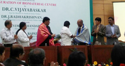 Honour for helping establish the Skin Bank at Kilpauk Medical College.