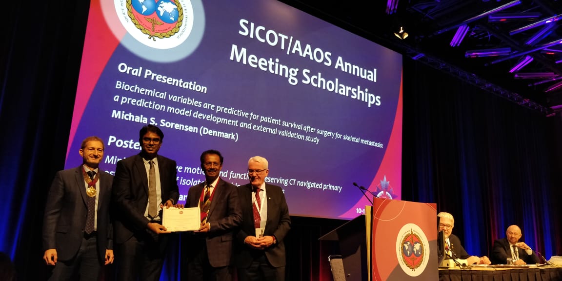 “Scholarship Award - SICOT” AAOS Annual Meeting.  SICOT World Orthopedic Congress 2018,  Conducted at  MONTREAL 2018, Canada
